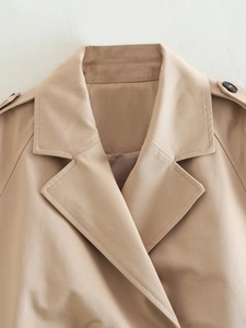Nouvelle veste courte chic à lacets et deux boutons, col en V, coupe ajustée, <span class=keywords><strong>kaki</strong></span>, style streetwear, <span class=keywords><strong>manteau</strong></span> trench à manches longues - Product Image 6