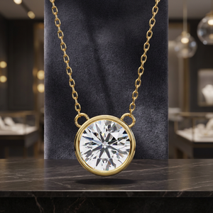 Colgante de compromiso de oro de 18 quilates para mujer con un impresionante diamante de corte brillante redondo cultivado en laboratorio, colgantes y dijes de primera calidad - Product Image 2