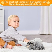 Peluche Araignée Lucas 20cm, Jouet en Peluche Araignée de Dessin Animé Noir Blanc Gris, Petit Cadeau pour Bébé avec Remplissage en Coton PP et Doublure en Maille