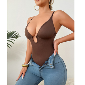 Femmes sans bretelles Shapewear plongeant profond Corset body contrôle du <span class=keywords><strong>ventre</strong></span> dos nu mi-<span class=keywords><strong>cuisse</strong></span> corps Shaper respirant volants gaines - Product Image 3