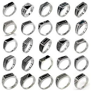 Anillo Cuadrado Turco de Plata de Ley 925 de Estilo Retro Clásico de Kaanjewelry, una Opción Ideal para Fiestas y Regalos - Product Image 1