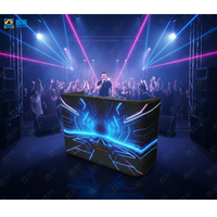 Cabina de DJ Móvil Curva Personalizada, Mesa de Consola, Soporte Portátil para DJ con Pantalla LED HDR10+ de Alto Brillo para Club
