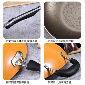 Wok antiadherente sin humo Chuda para estufas de gas e inducción, uso doméstico, sartén de cocina sin flúor. - Product Image 3