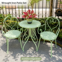 Ensemble de table et chaises de bistrot en fer forgé pour l'extérieur, 3 pièces, style ferme