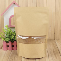 Sacs refermables en papier kraft résistants à l'humidité avec fenêtre rectangulaire transparente pour aliments pour animaux de compagnie et collations de qualité alimentaire