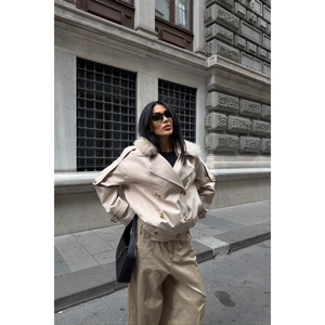 Abrigo de plumas Yakasi beige para mujer, talla S, ligero, para invierno - Product Image 1