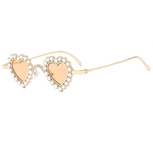 Vintage Personality Y2K Sun <b>Glasses</b> Ladies UV400 <b>Heart</b> Shaped Diamond Sunglasses Party Eyewear for Women - Product Image 3