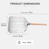 Pelle à pizza professionnelle à long manche en acier inoxydable 430, spatule à pizza pour four à bois, barbecue, cuisson, vente en gros