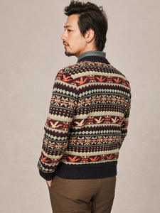 Jersey de lana Fair Isle para hombre, prendas de punto gruesas de estilo nórdico británico con patrón Vintage para el logotipo de otoño/invierno en la parte delantera - Product Image 4