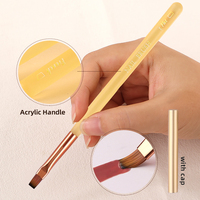 Huarong # 214 1 pièce Kit de nail art professionnel de luxe, Pince à ongles à manche en nylon souple, avec embouts plats, ovales et à crimpes, et manche en acrylique transparent jaune