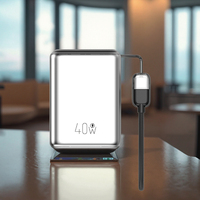 Chargeur de batterie au lithium portable, prix de gros, OEM personnalisé, écran LCD, charge rapide PD 35W, câble intégré, batterie externe 10000mAh