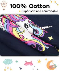 Ensemble <span class=keywords><strong>pyjama</strong></span> d'été pour filles 4 pièces motif licorne 100% coton <span class=keywords><strong>pyjama</strong></span> <span class=keywords><strong>18</strong></span> <span class=keywords><strong>mois</strong></span>-12 ans - Product Image 4