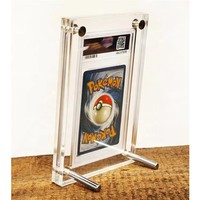 Cadre de présentation en acrylique transparent pour cartes gradées, compatible avec les slabs de cartes de sport et Pokémon, support de bureau horizontal, montage facile