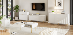 Hiện đại nổi bề mặt bàn cạnh giường ngủ hai ngăn kéo sơn mài đầu giường với vàng brass xử lý - Product Image 2