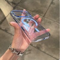 Coque de téléphone magnétique rigide transparente anti-jaunissement en polycarbonate pour iPhone 15 16 17 18 Pro Max