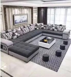 舒适的U形布艺组合沙发沙发客厅沙发套设计带无线充电家具的大沙发
