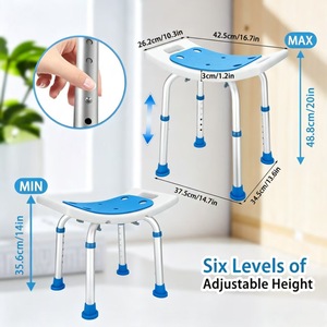 Vikangsheng Shower <b>Stool</b> Blue <b>Adjustable</b> <b>Height</b> Non Slip Bath Seat For Elderly Rehabilitation - Product Image 2