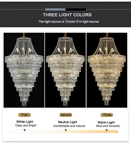 Gran oferta, colgante alto, luz grande, Villa, sala de estar, escalera dorada, techo, candelabro acrílico de cristal - Product Image 6