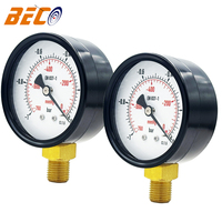 2.5inch Face 60mm Black Steel Case Vacuum Pressure Gauge -1bar/-760mmHg Pneumatic Vacuum Manometer 1/4G Thread