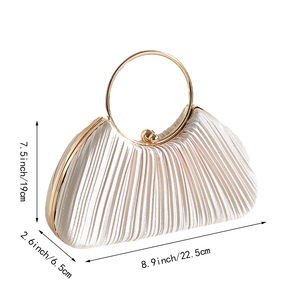 Graceful Pleated Satin Handbag <b>for</b> Women Circle Handle Evening <b>Bag</b> <b>Wedding</b> <b>Guest</b> <b>Clutch</b> Purse Elegant Dating Purse - Product Image 2