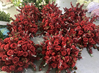Bouquet de fleurs artificielles en plastique ROYAL de haute qualité, style ROMANTIQUE, décoration de mariage, centre de table, rose rouge