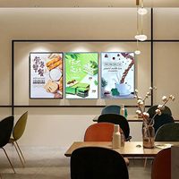 Papan Menu Dinding Terang dengan Lampu LED, Panel Kaca Temper, Bingkai Tipis, Kotak Lampu Iklan LED untuk Toko
