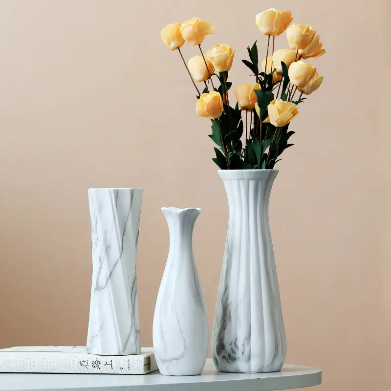 Vas bunga porselen gaya marmer floreros mewah modern baru untuk dekorasi rumah