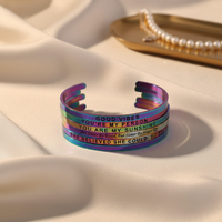 Bracelets personnalisés en acier inoxydable de 4 mm, colorés, GOOD VIBES MAIN CHARACTER ENERGY, avec citation gravée au laser, bracelet confiant, cadeaux pour femmes