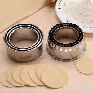 Boîte à boulettes rondes en acier inoxydable, 3 pièces/ensemble, outils de coupe, enveloppante de pâtisserie, outil de coupe de pâte