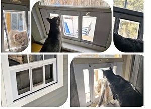 Porta per Gatti Intelligente con Chiusura Magnetica a 4 Vie, Sicura per l'Ingresso e l'Uscita di Gattini e Animali Domestici, Adatta per Finestre e Porte - Product Image 6