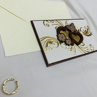 Undangan Pernikahan Kayu Buatan Tangan Harga Murah Grosir Hot Stamping dengan Amplop Dompet 8.5x14cm