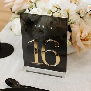 New Đen Acrylic bảng đám cưới số với 3D vàng gương trang trí nội thất nơi thẻ cho tiệc tiếp tân trang trí - Product Image 3