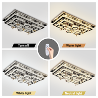 Lustre en cristal de luxe en promotion, luminaire de plafond moderne pour chambre à coucher, lampe LED avec commande par application, design carré ou rectangulaire