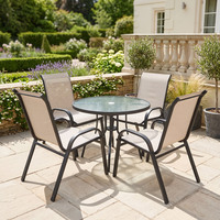 Ensemble de meubles de jardin Uplion 5 pièces, table à manger en acier résistant aux intempéries et ensemble de chaises empilables pour villa, patio, cour
