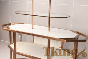 कस्टम लक्जरी आधुनिक खाद्य तैयारी ट्रॉली भंडारण होटल जो पहियों पर गाड़ी भंडारण ट्रॉली की सेवा करता है - Product Image 3