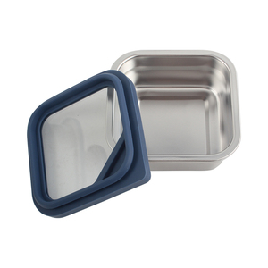 Contenedor de Alimentos Rectangular de Acero Inoxidable con Tapa de Plástico Azul Hermética a Prueba de Fugas, Lonchera de un Solo Compartimento - Product Image 4