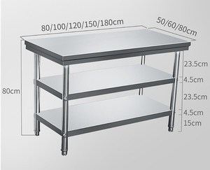 2 & 3 katlı paslanmaz çelik hazırlık masa tezgah ticari ekipman için oteller ve restoranlar Backsplash ve diğer malzemeleri - Product Image 6