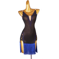 Robe de danse latine OCTLQ284 pour compétition, avec franges, en maille, entièrement ornée de diamants, style cowboy, jupe de danse Cha Cha