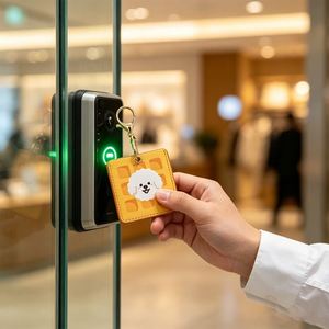 PU Leather Access Card Cover Portable RFID <b>Key</b> Fob Holder Cartoon Printing Id Card Keychain Protector - Product Image 1