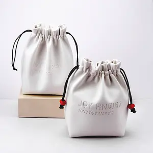 2023 Hot Custom Printed Logo Drawstring Travel Waterproof Cosmetic Bag Mini White Lichee Pattern Leather Drawstring Pouch