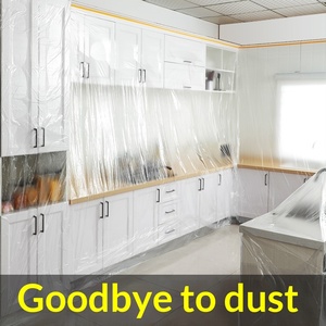 Pellicola Protettiva in PE ad Alta Viscosità con Nastro di Carta, Copertura Antipolvere per Mobili e Ristrutturazioni Domestiche - Product Image 2