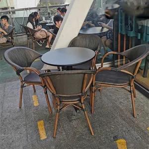 Modern French Style Bistro Terrace Rattan Outdoor Seating Restaurant Patio Outdoor Furniture Chair Set