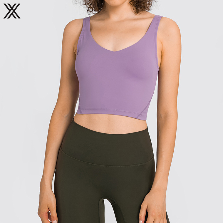 Classic Comfortable Solid Color U Back Sports Vest Fitness Clothes Women Sports Tank Top for Running High-Impact Support Top