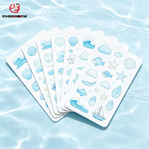 EBB Ocean Blue Summer Cartoon UV Cup Wrap 16oz Glass Can Cold Transfer Decal PET Waterproof Tumbler Cup Sticker - Product Image 1