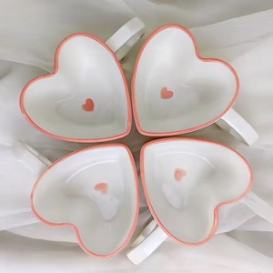 Factory Custom Personalized Cute Heart-Shaped Porcelain <b>Ceramic</b> <b>Mug</b> with Heart Handle Dishwasher & Microwave Safe for Presents - Product Image 4
