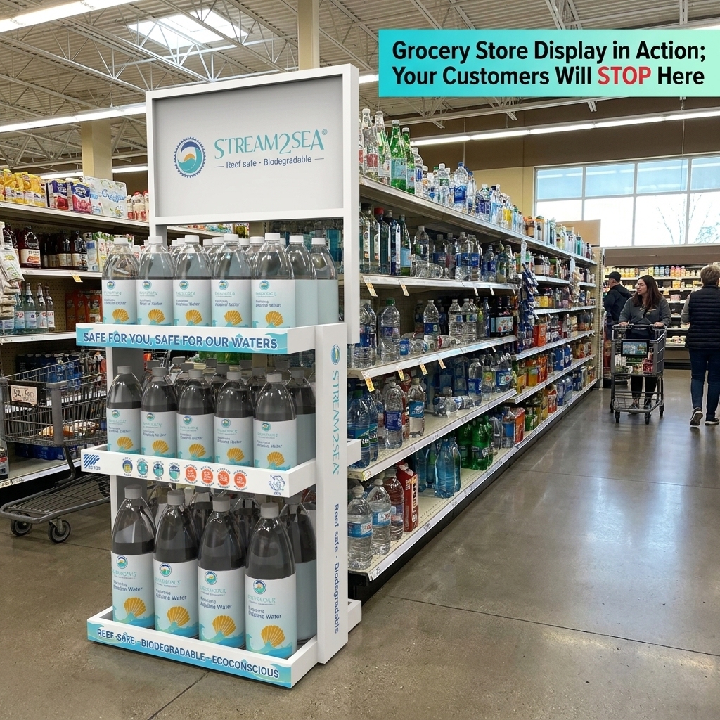 Wholesale Custom Waterproof PP Honeycomb Display Stand for Alkaline Water Mineral Water Hydration Station Eco Retail Floor Rack — view 2