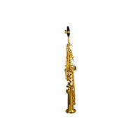 High Quality Professional Chinese Straight Soprano Saxophone Brass Head BB Tone Gold Lacquer Surface Wind Instrument