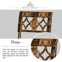 Chaise d'appoint en bois massif de style chinoiserie Yips LD-1203-0756, motif paysage peint à la main, design antique moderne du milieu du siècle, pour salle à manger