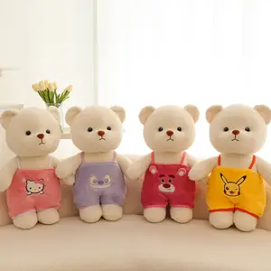 Boneka hewan beruang Teddy lucu dengan kostum kain mewah boneka kecil untuk bayi perempuan pacar Valentine Hari Natal