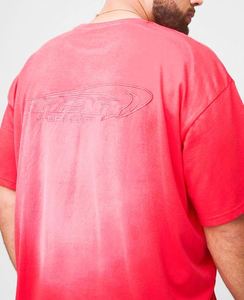 Custom Activewear <b>Set</b> Manufacturer Red Plus OFCLApplique <b>Spray</b> Wash T-Shirt & Oversized Drop crotch Short <b>Set</b> - Product Image 3
